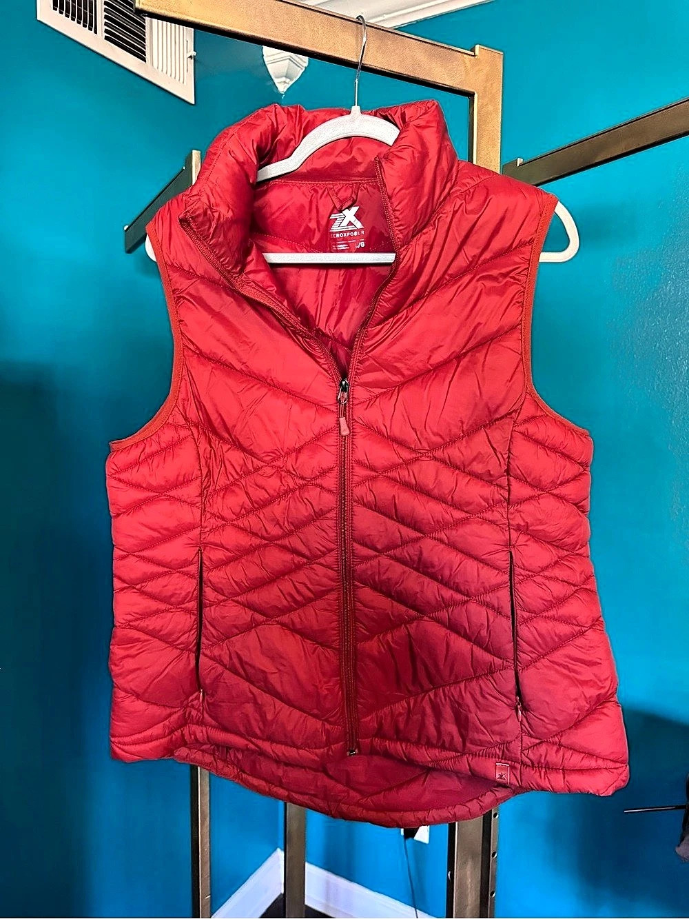 Zeroxposur Quilted Puffer Vest in Orange/Red Large Like New